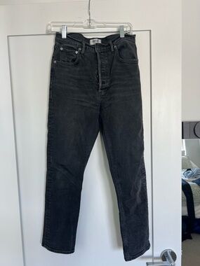 Agolde Riley high rise cropped Black Straight-Leg Jeans